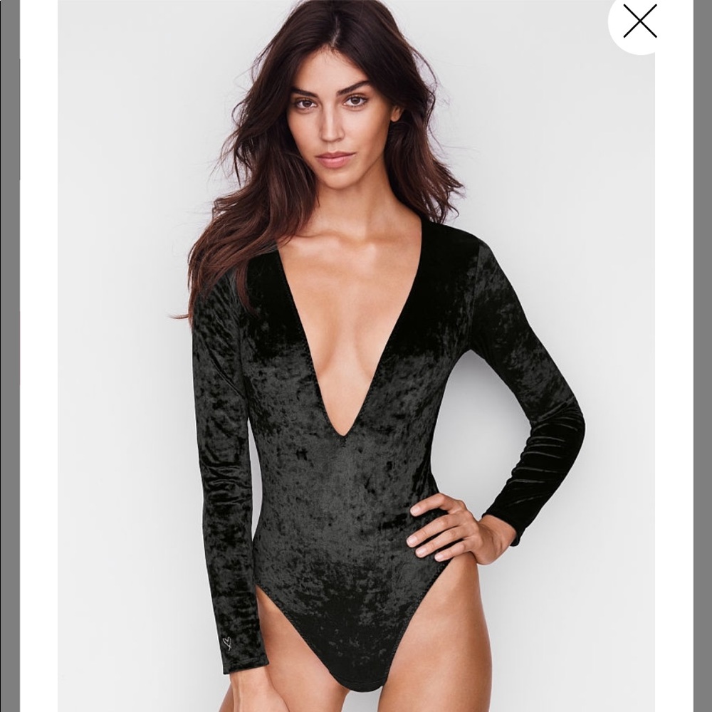 Victoria’s Secret Black Velvet body suit NWT